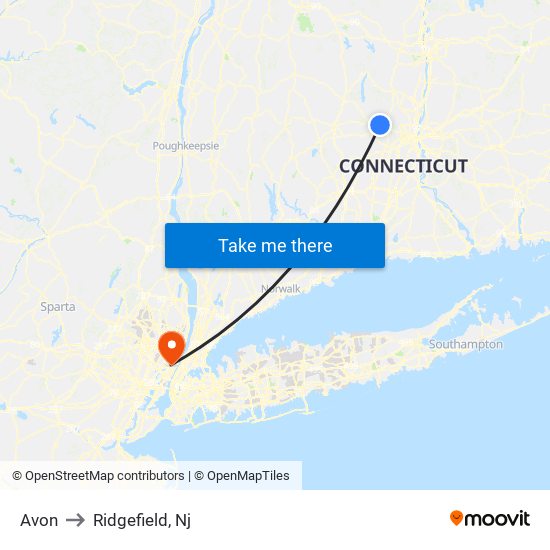 Avon to Ridgefield, Nj map