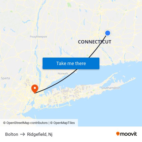 Bolton to Ridgefield, Nj map