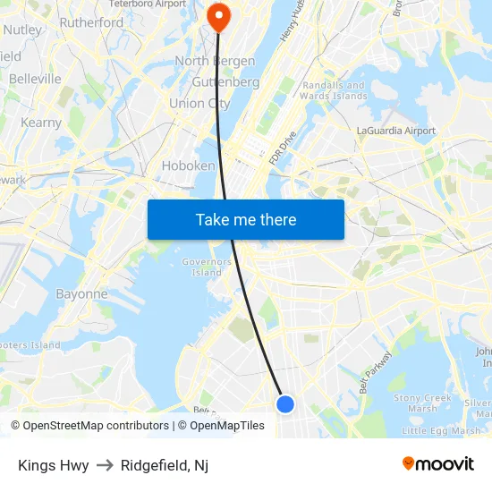 Kings Hwy to Ridgefield, Nj map