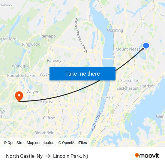 North Castle, Ny to Lincoln Park, Nj map