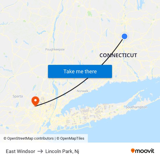East Windsor to Lincoln Park, Nj map