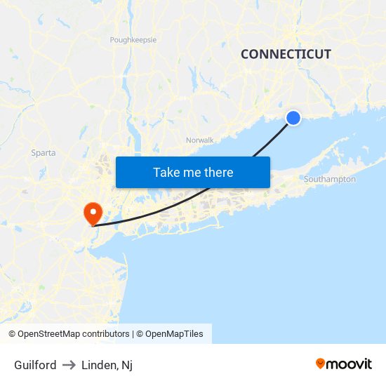 Guilford to Linden, Nj map