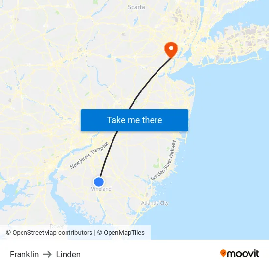 Franklin to Linden map