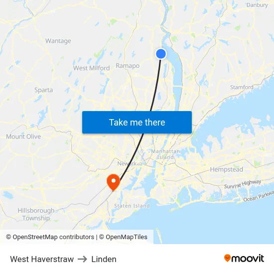 West Haverstraw to Linden map