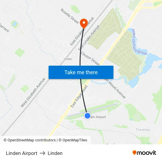 Linden Airport to Linden map
