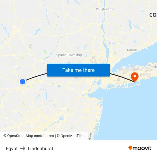Egypt to Lindenhurst map