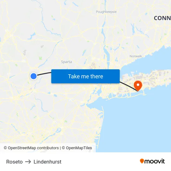 Roseto to Lindenhurst map