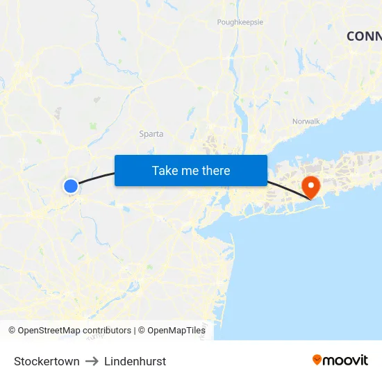 Stockertown to Lindenhurst map