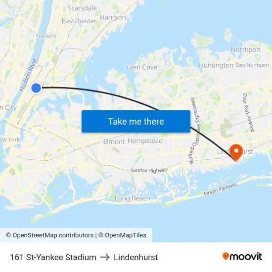161 St-Yankee Stadium to Lindenhurst map