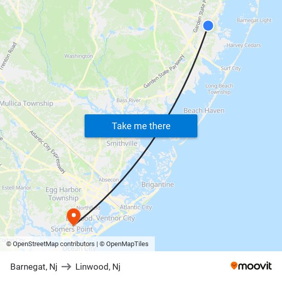 Barnegat, Nj to Linwood, Nj map