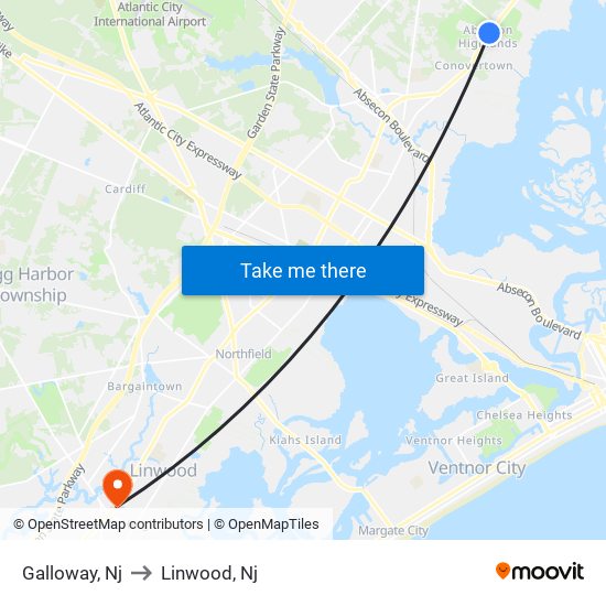 Galloway, Nj to Linwood, Nj map