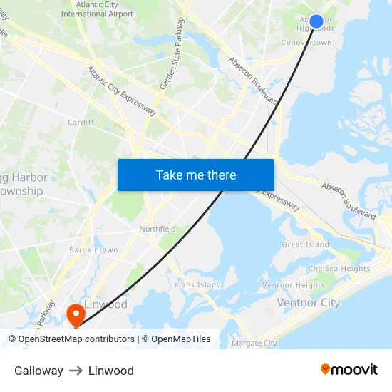 Galloway to Linwood map