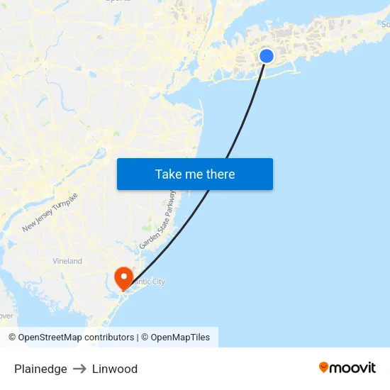 Plainedge to Linwood map