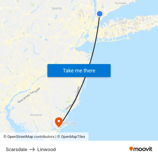 Scarsdale to Linwood map