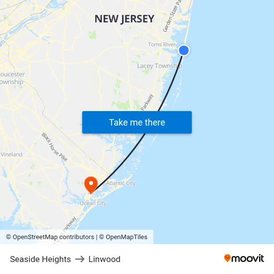 Seaside Heights to Linwood map