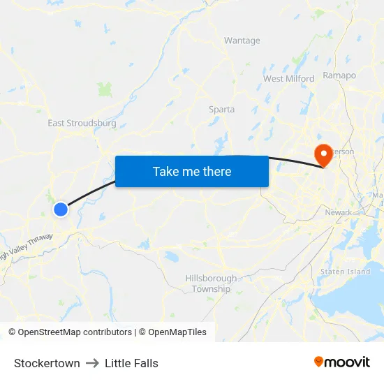 Stockertown to Little Falls map