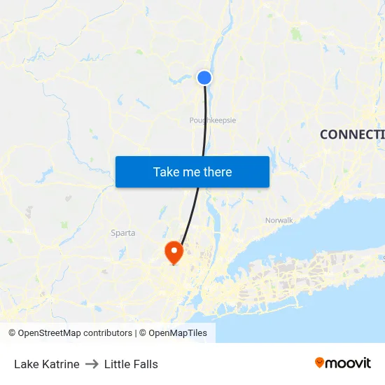 Lake Katrine to Little Falls map