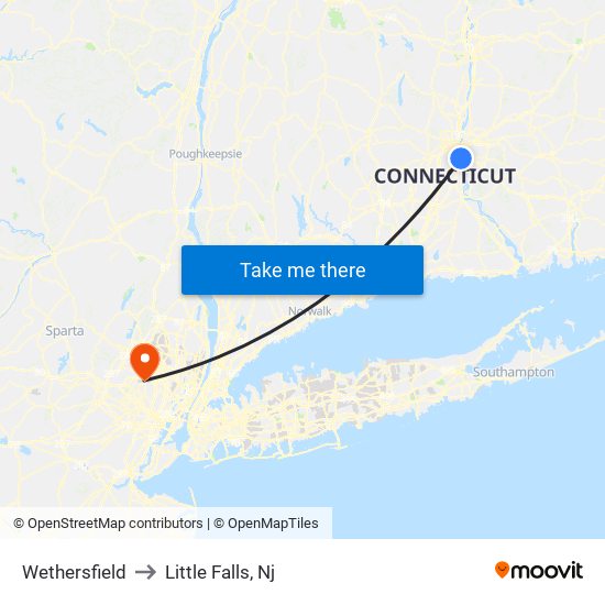 Wethersfield to Little Falls, Nj map