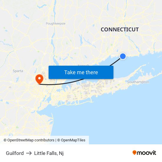 Guilford to Little Falls, Nj map