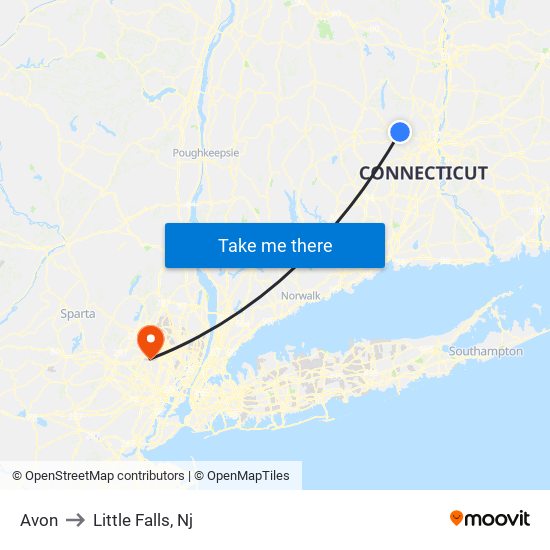 Avon to Little Falls, Nj map