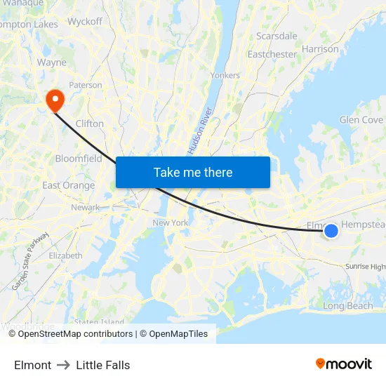 Elmont to Little Falls map
