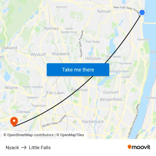 Nyack to Little Falls map