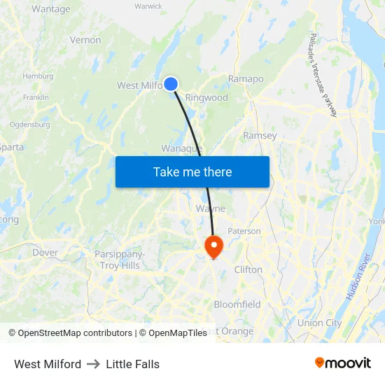 West Milford to Little Falls map