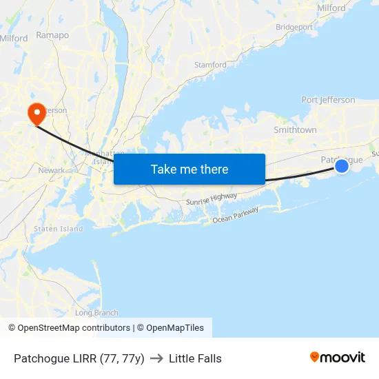 Patchogue LIRR (77, 77y) to Little Falls map