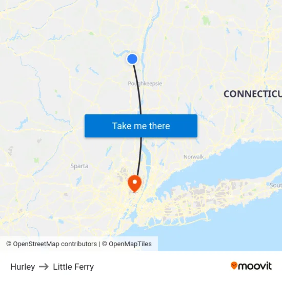 Hurley to Little Ferry map