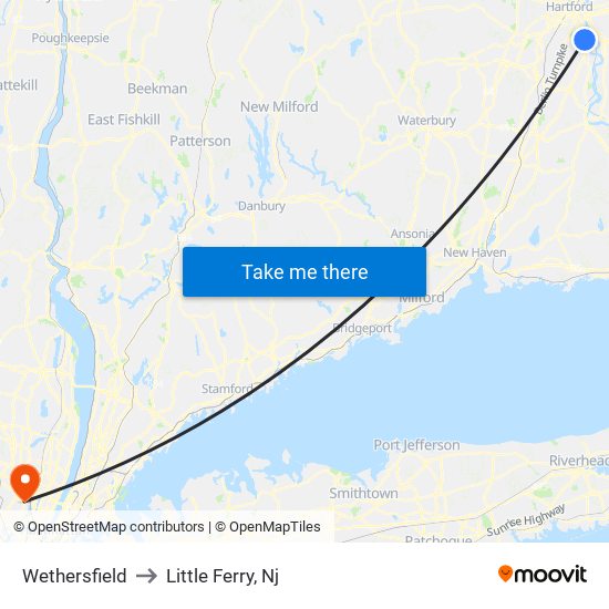 Wethersfield to Little Ferry, Nj map