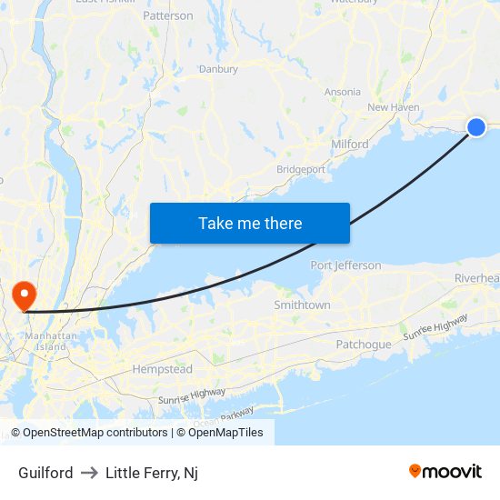 Guilford to Little Ferry, Nj map