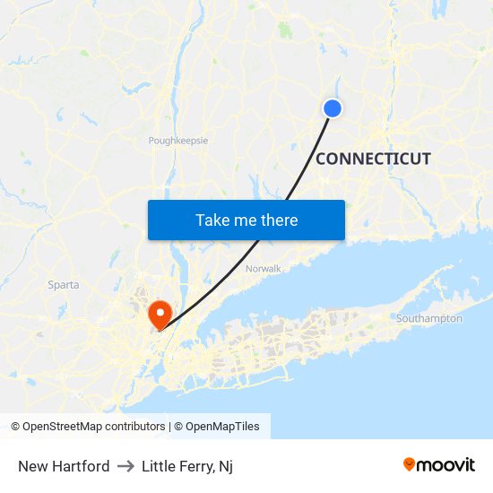 New Hartford to Little Ferry, Nj map