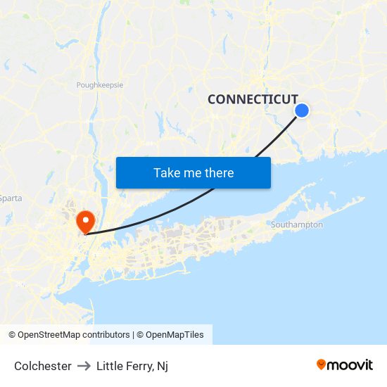 Colchester to Little Ferry, Nj map