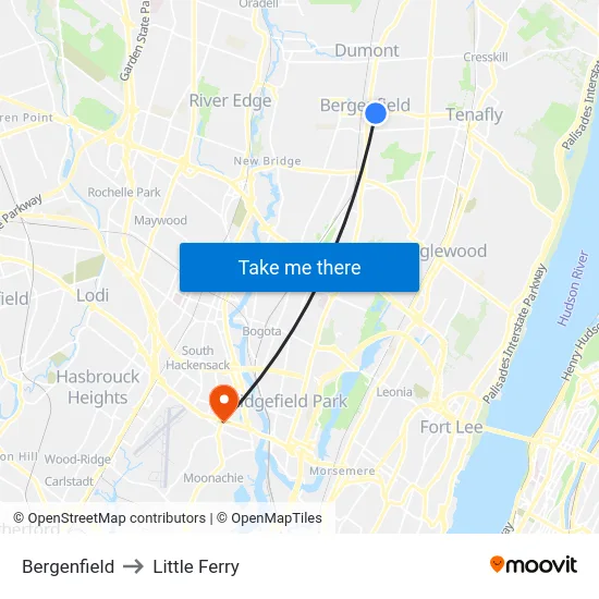 Bergenfield to Little Ferry map