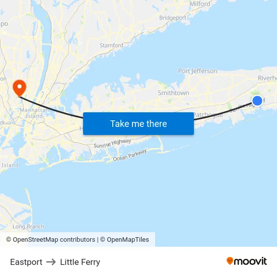 Eastport to Little Ferry map