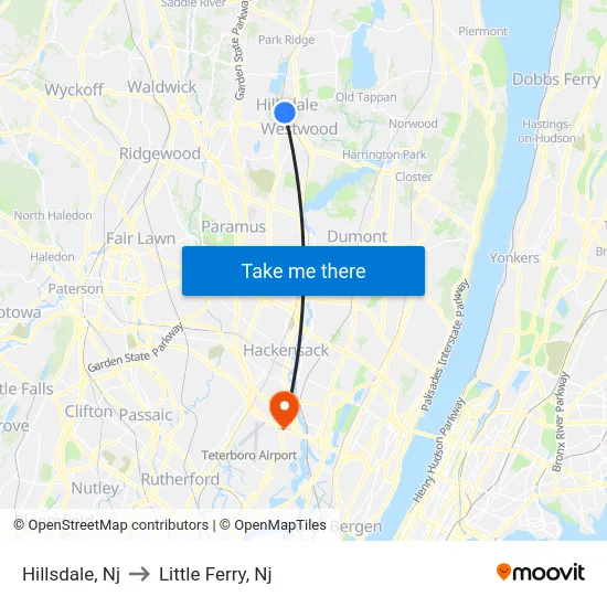 Hillsdale to Little Ferry, Nj map