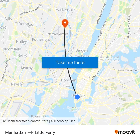 Manhattan to Little Ferry map
