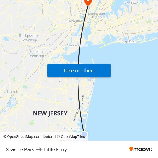Seaside Park to Little Ferry map