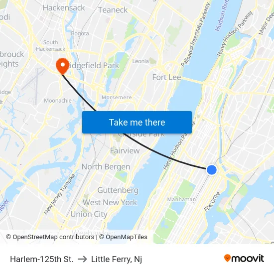 Harlem-125th St. to Little Ferry, Nj map