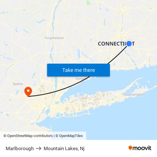 Marlborough to Mountain Lakes, Nj map