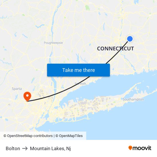 Bolton to Mountain Lakes, Nj map