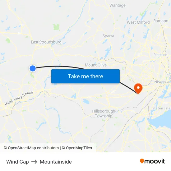 Wind Gap to Mountainside map