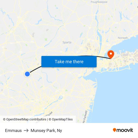 Emmaus to Munsey Park, Ny map