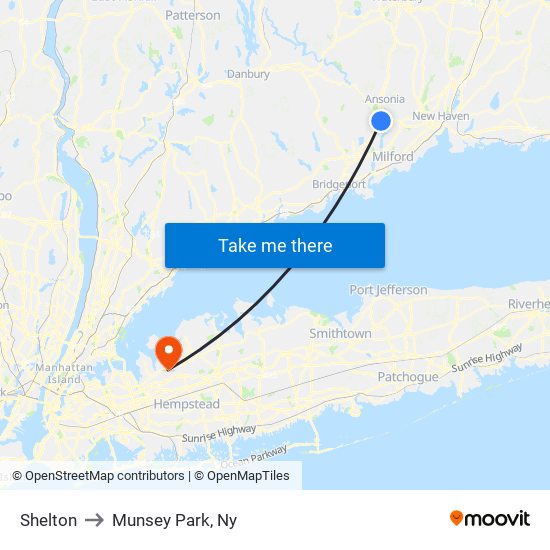 Shelton to Munsey Park, Ny map