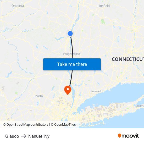 Glasco to Nanuet, Ny map