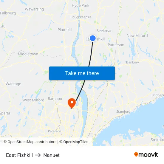 East Fishkill to Nanuet map