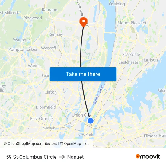 59 St-Columbus Circle to Nanuet map