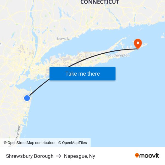 Shrewsbury Borough to Napeague, Ny map