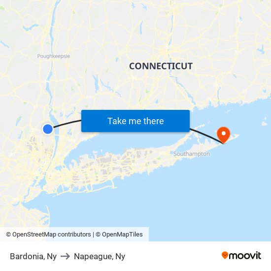 Bardonia, Ny to Napeague, Ny map