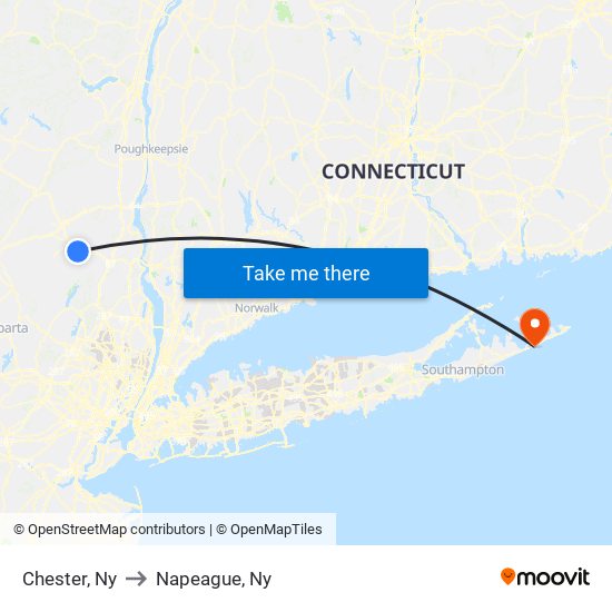 Chester, Ny to Napeague, Ny map